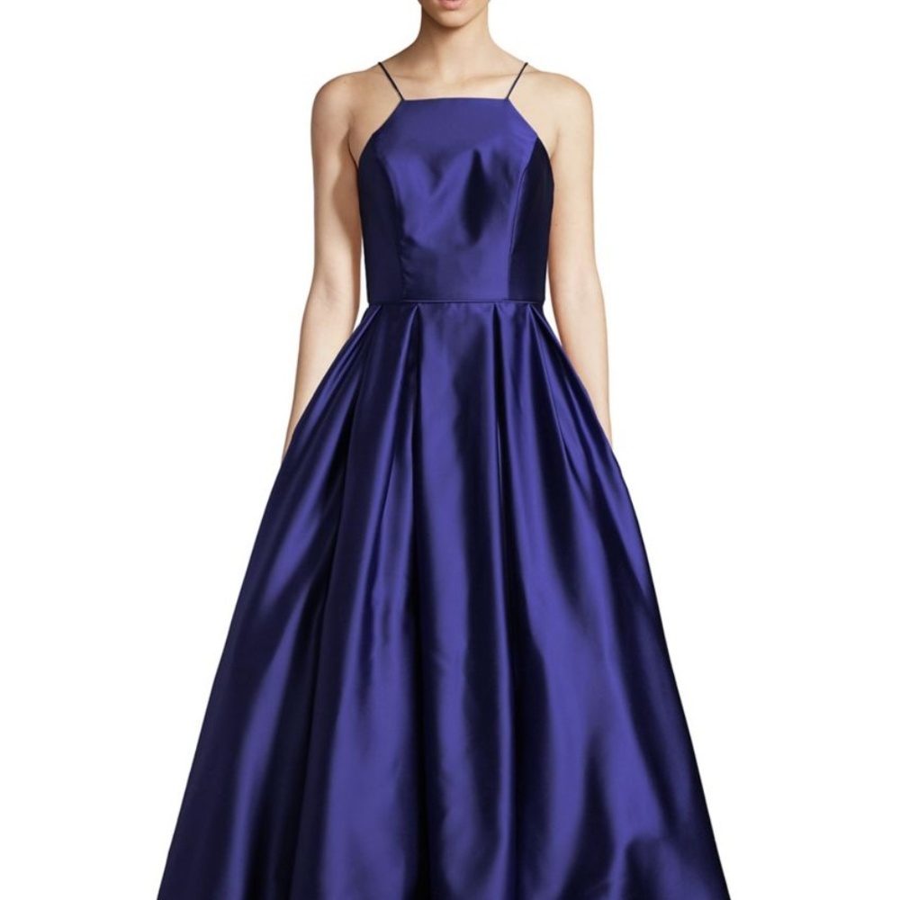 Betsy & Adam High-Low Satin Gown Royal Size 4 - Picture 2 of 3